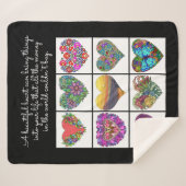 ハートのコラージュ絵を描、引用文 シェルパブランケット (正面(横))