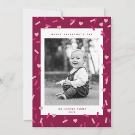 ハートのコンフェッティ バレンタインデーの写真カード シーズンカード