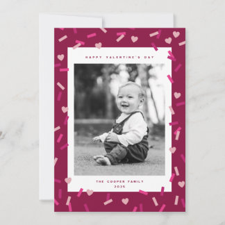 ハートのコンフェッティ バレンタインデーの写真カード シーズンカード