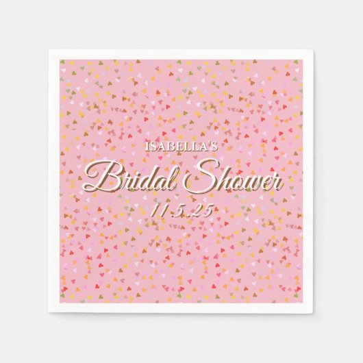 ハートのコンフェッティ ブライダルシャワー スタンダードカクテルナプキン (正面)