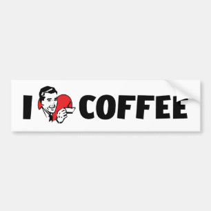 ハートのコーヒーが好き - コーヒー中毒者 バンパーステッカー