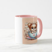 ハートのコーヒーカップに入ったかわいい子犬 マグカップ (正面右)
