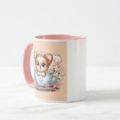 ハートのコーヒーカップに入ったかわいい子犬 マグカップ (正面左)