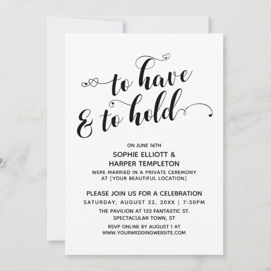 ハートのコールigraphy 受付「愛を捧げ、愛を紡ぐ」 招待状 (正面)