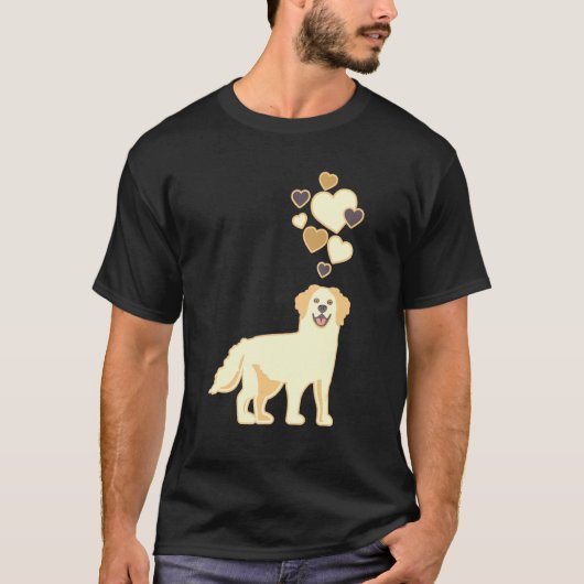 ハートのゴルデンレトリバー Tシャツ (正面)