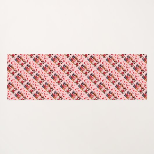 ハートのサングラスをかけたかわいいバレンタイン猫ちゃん ヨガマット (裏面(横))