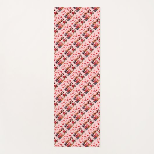 ハートのサングラスをかけたかわいいバレンタイン猫ちゃん ヨガマット (正面)