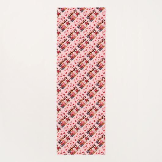 ハートのサングラスをかけたかわいいバレンタイン猫ちゃん ヨガマット (裏面)