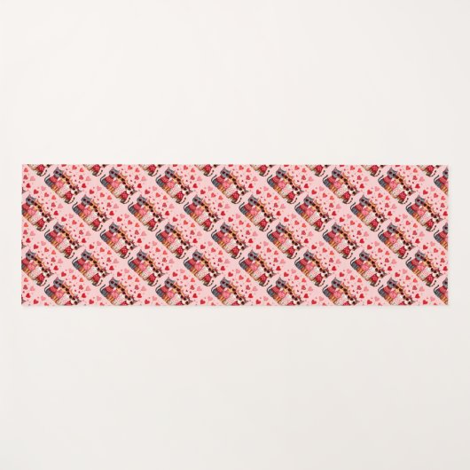 ハートのサングラスをかけたかわいいバレンタイン猫ちゃん ヨガマット (正面(横))