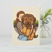 ハートのサングラスをかけたかわいい子犬 招待状 (スタンド正面)