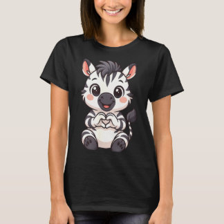 ハートのシマウマ 女性 女子 子供 かわいい シマウマ Tシャツ