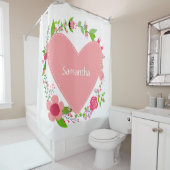 ハートのシャワーカーテンカスタムの名前 シャワーカーテン (インサイチュ)