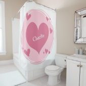 ハートのシャワーカーテンカスタムの名前 シャワーカーテン (インサイチュ)