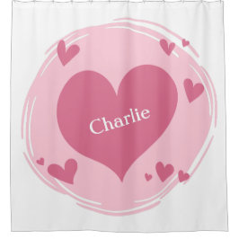 ハートのシャワーカーテンカスタムの名前 シャワーカーテン