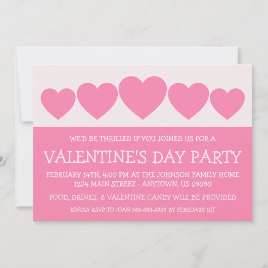 ハートのシルエットのValetineの日(ピンク) 招待状 (正面)