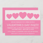 ハートのシルエットのValetineの日(ピンク) 招待状 (正面/裏面)
