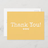 ハートのシンプルな黄金の黄色に感謝 ポストカード (正面/裏面)