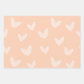 ハートのスイートラブ アーティザン グレー ピーチ ベージュ ファン ラッピングペーパーシート (正面2)