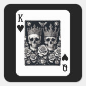ハートのスカルとバラのロイヤル キング & クイーン スクエアシール (正面)