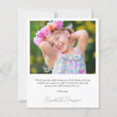 ハートのスクリプト写真 誕生日感謝カード (裏面)