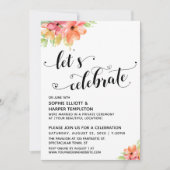 ハートのスクリプト フローラル レセプションを祝いましょう 招待状 (正面)