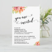 「ハートのスクリプト ボホ フラワーズ」招待状テンプレート 招待状 (スタンド正面)