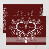 ハートのセーブ・ザ・デートのお知らせを聞いて 招待状 (正面/裏面)