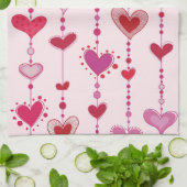 ハートのタイル キッチンタオル (折り畳み)