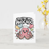 ハートのタコと風船 あなたは私の大切なアボカド カード (黄色い花)