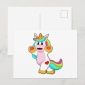 ハートのタトゥーがあるユニコーン ポストカード (正面/裏面)