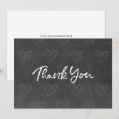 ハートのチョークボードデザインの感謝カード サンキューカード (正面/裏面)