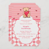 ハートのテディベアの招待状 招待状 (正面/裏面)