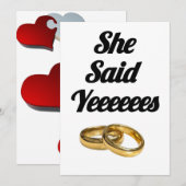 ハートのテーマの「イエス」返事の結婚式招待状 招待状 (正面/裏面)