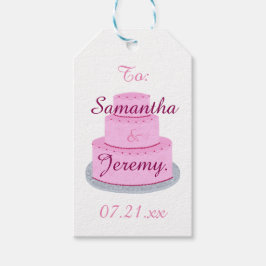 ハートのデコレーションが付いたピンクのケーキ パーソナライズされたギフトタグ ギフトタグ