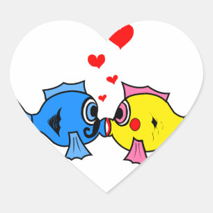 ハートのデザインのかわいくキスをするな魚 ハートシール