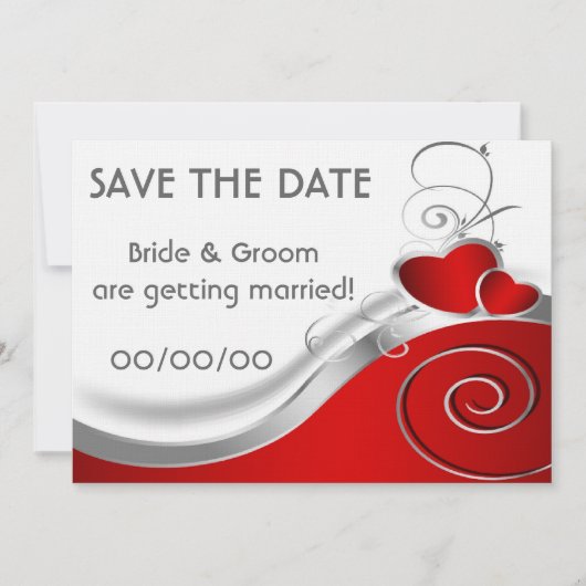 ハートのデザイン: 結婚式の日時をお知らせ セーブザデート (正面)