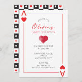 ハートのトランプを使ったベイビーシャワー 招待状 (正面/裏面)