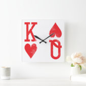 ハートのトランプトランプゲーム部屋の王そして女王 スクエア壁時計 (ホーム)