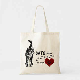 ハートのトートバックのGreyfoot猫の救助の足のプリント トートバッグ