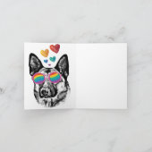 ハートのドイツシェパード犬 バレンタインデー カード (内部)