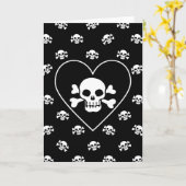 ハートのドクロ カード (黄色い花)