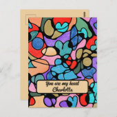 ハートのニューログラフィックデジタル水彩画 ポストカード (正面/裏面)