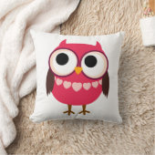 ハートのネックレスを持つかわいい女の子のフクロウ クッション (ブランケット)