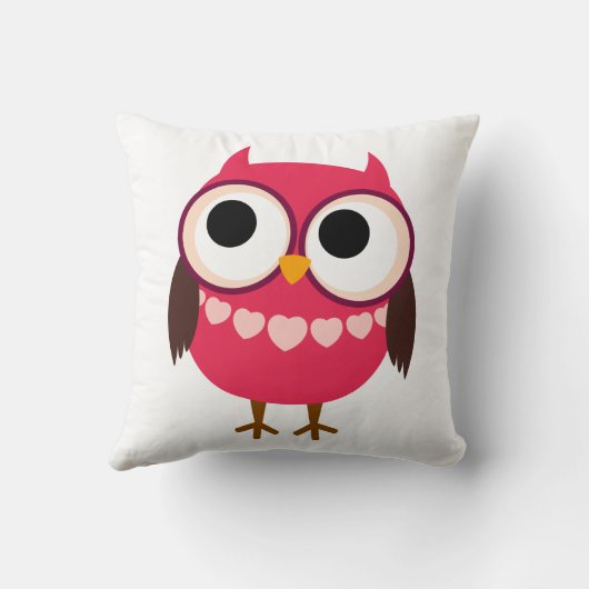 ハートのネックレスを持つかわいい女の子のフクロウ クッション (裏面)