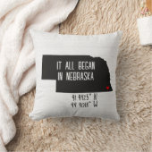 ハートのネブラスカ州GPS座標 クッション (ブランケット)