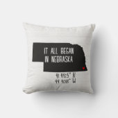 ハートのネブラスカ州GPS座標 クッション (正面)