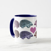 ハートのハリネズミ- 8匹のハリネズミのコーヒー・マグ--を持って下さい マグカップ (正面左)