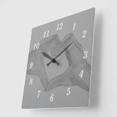 ハートのハンドウォールクロック スクエア壁時計 (傾斜)