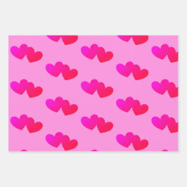 ハートのハートパターン ラッピングペーパーシート