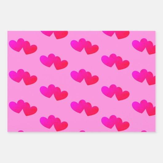 ハートのハートパターン ラッピングペーパーシート (正面)